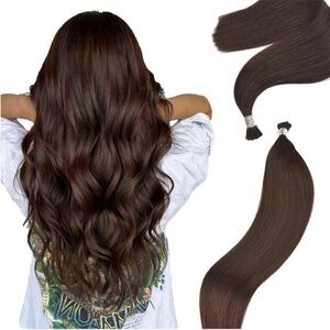 Chocolate Brown Cold Fusion Remy Human Hair 20 Inch I Tip Hair Extensions